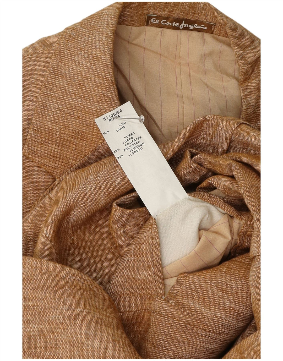 El Corte Ingles Veste blazer à 3 boutons pour homme IT 50 Grand lin marron