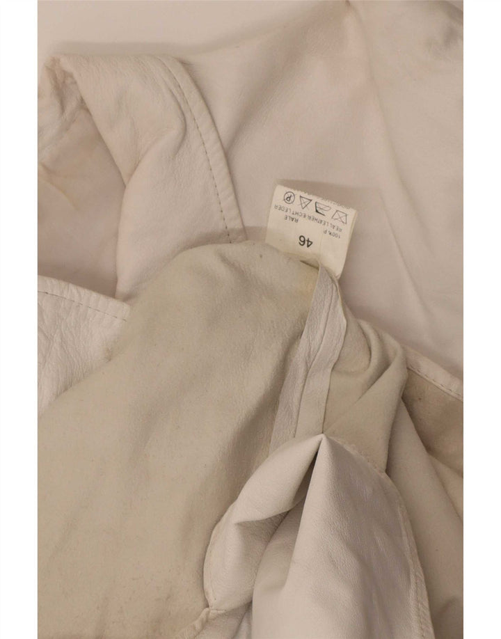 vintage Femme Surchemise Chemise en cuir IT 46 Grand Blanc
