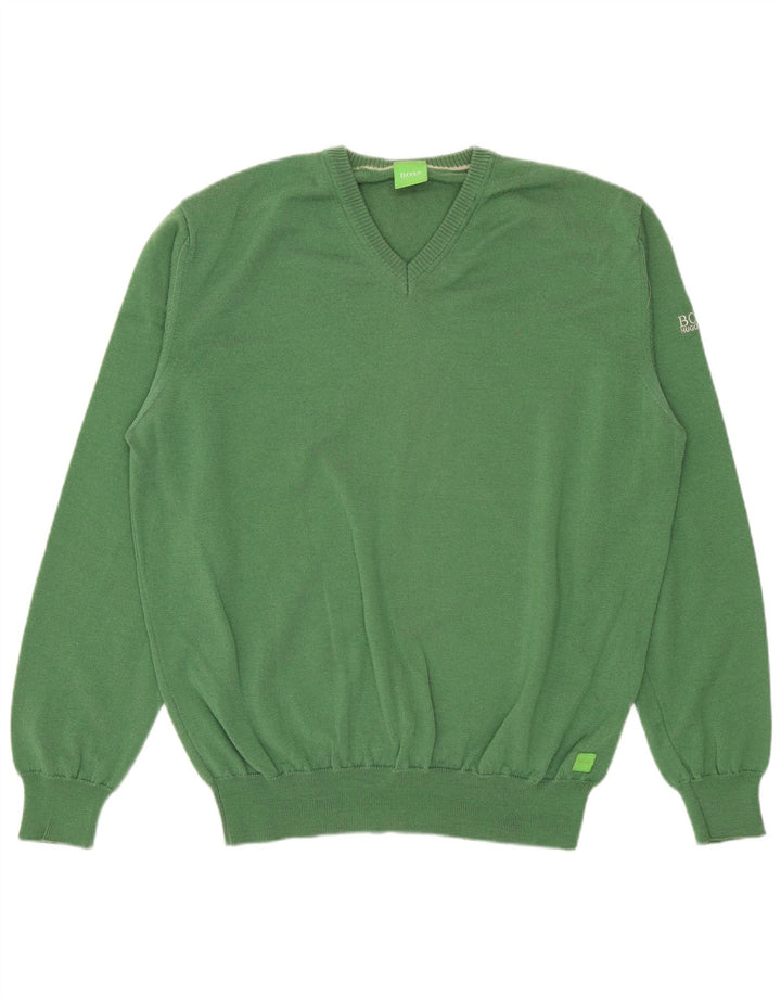 HUGO BOSS Pull Col V Homme Large Vert