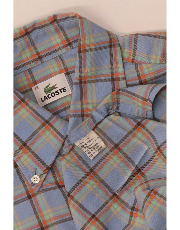 Lacoste Chemise Homme Taille 42 Grand Coton à Carreaux Bleu