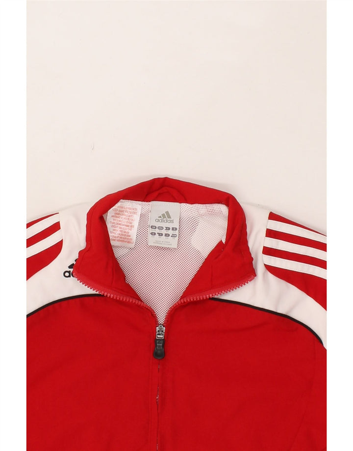 ADIDAS Boys Tracksuit Top Jacket 7-8 Years Red Colourblock Polyester Vintage Adidas and Second-Hand Adidas from Messina Hembry 