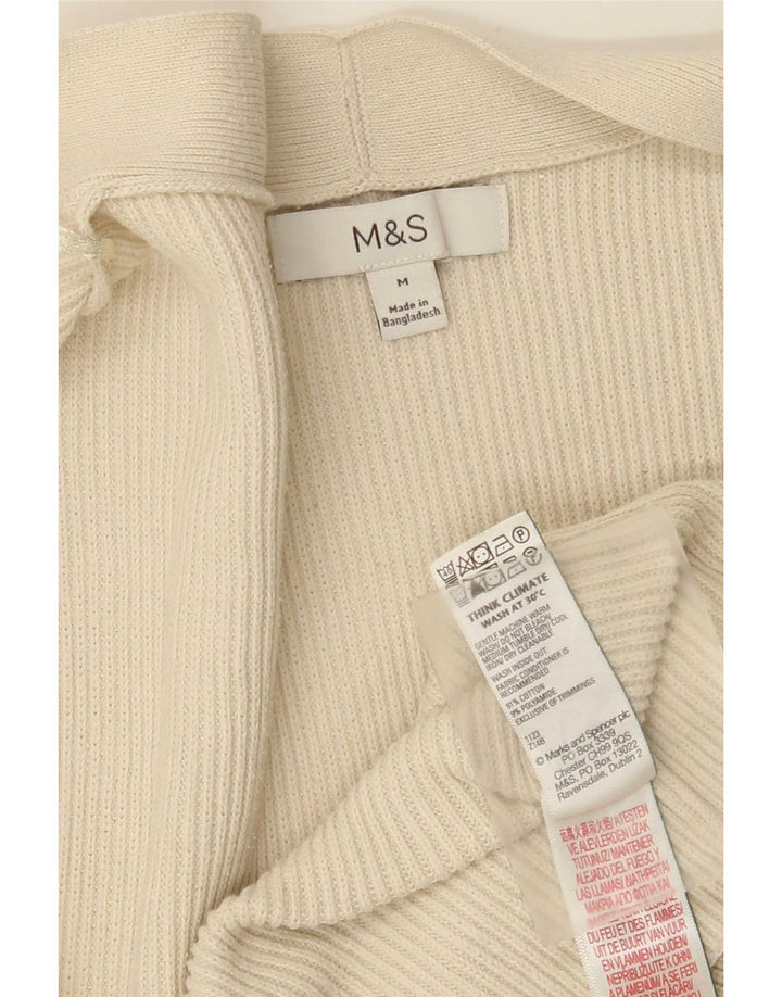 Marks & Spencer Pull cardigan ouvert pour femme UK 14 Medium Off White Coton