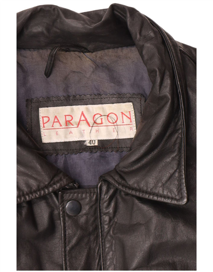 Paragon Veste en cuir militaire pour homme UK 40 Grand cuir noir