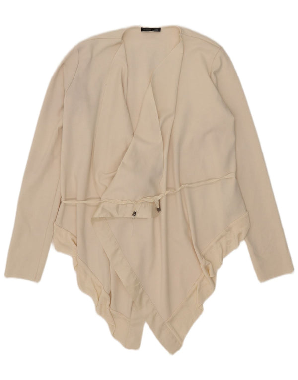 Zara Femme Cardigan Asymétrique Top UK 10 Petit Polyester Blanc Cassé