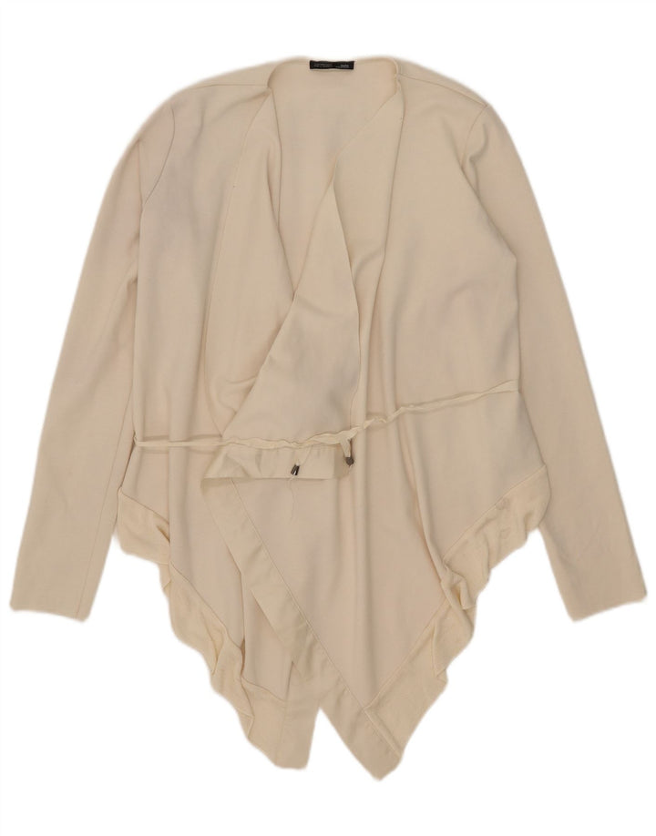 Zara Femme Cardigan Asymétrique Top UK 10 Petit Polyester Blanc Cassé