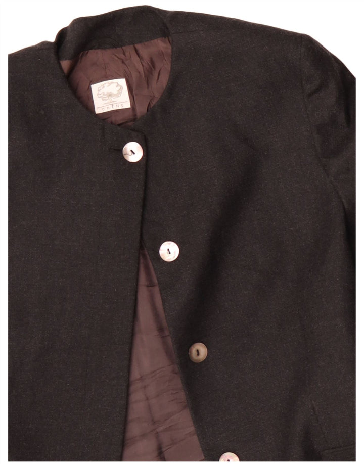 vintage Femme Longline 4 Bouton Blazer Veste IT 48 XL Laine Grise