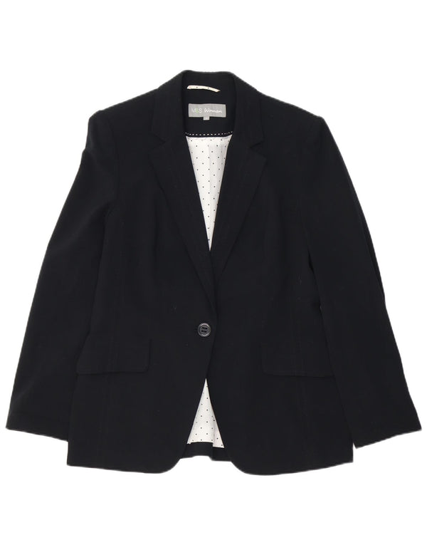 Marks & Spencer Veste blazer à 1 bouton pour femme UK 12 Noir moyen Polyester