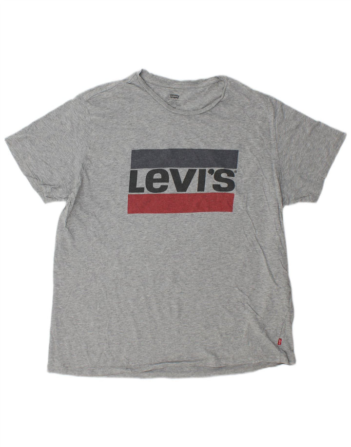 Levi's T-Shirt Graphique Homme Large Gris Moucheté Coton