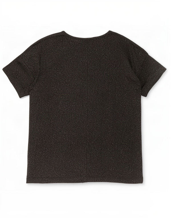 Topshop T-shirt surdimensionné pour femme UK 8 Petit polyester moucheté noir