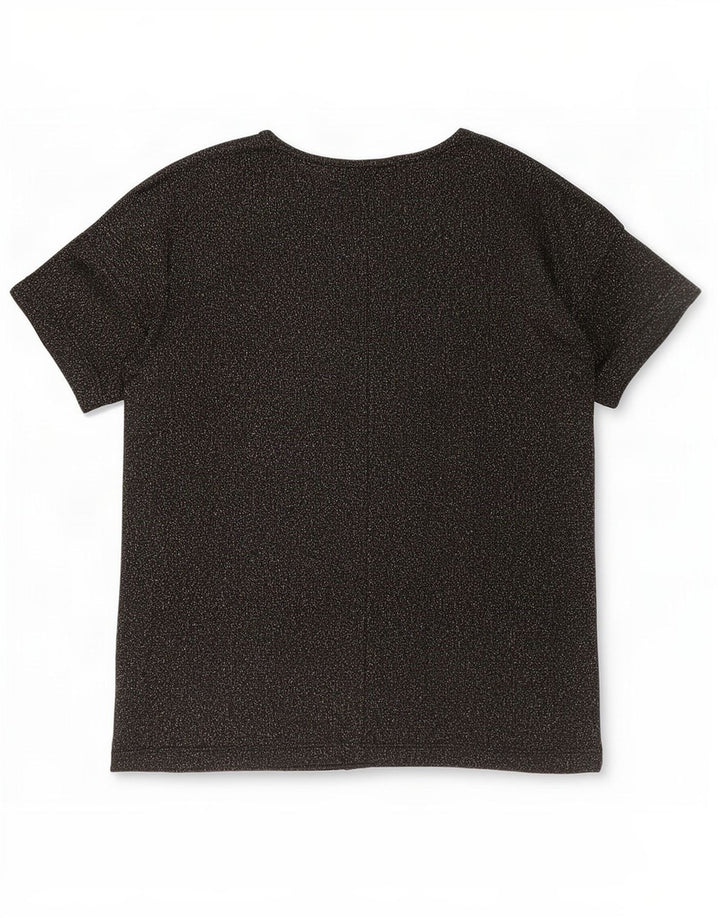 Topshop T-shirt surdimensionné pour femme UK 8 Petit polyester moucheté noir