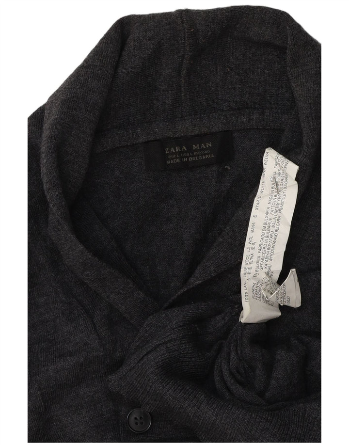Zara Homme Pull Col Châle Pull Large Gris Laine