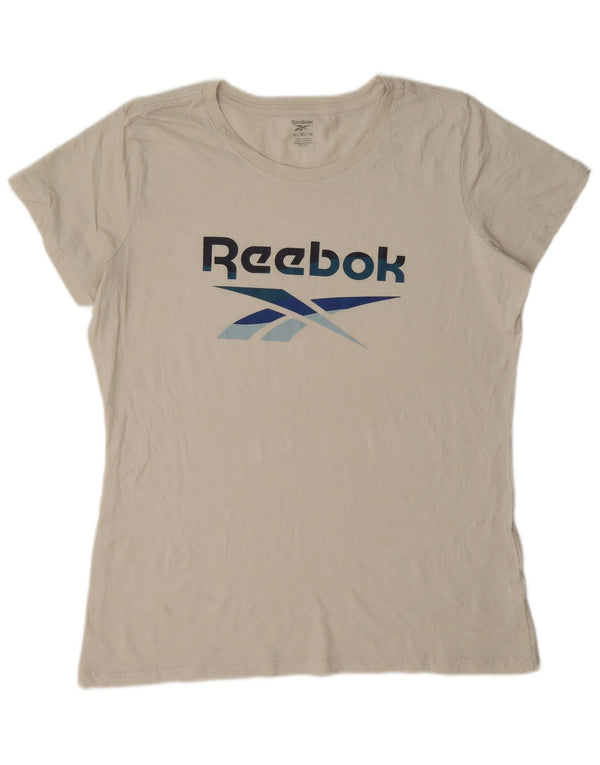 Reebok T-Shirt Graphique Femme UK 18 XL Beige Coton