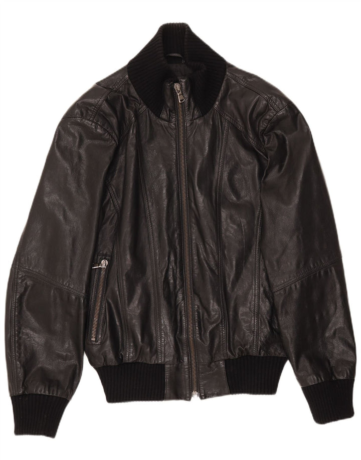 Selected Veste en cuir pour homme UK 38 Cuir noir moyen