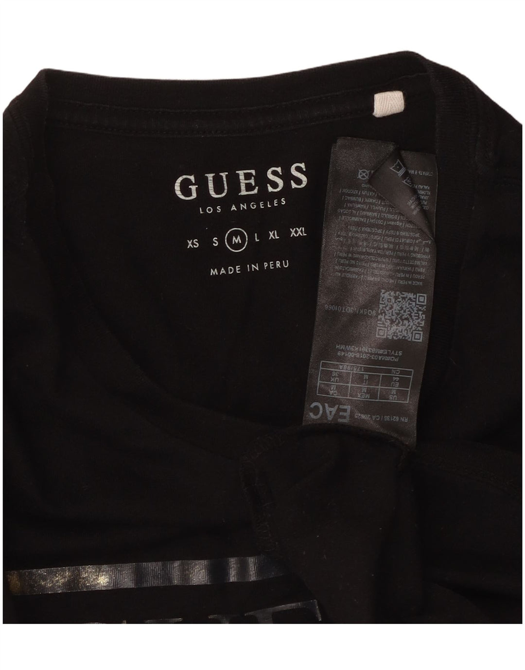 GUESS T-Shirt Graphique Homme Noir Moyen Coton
