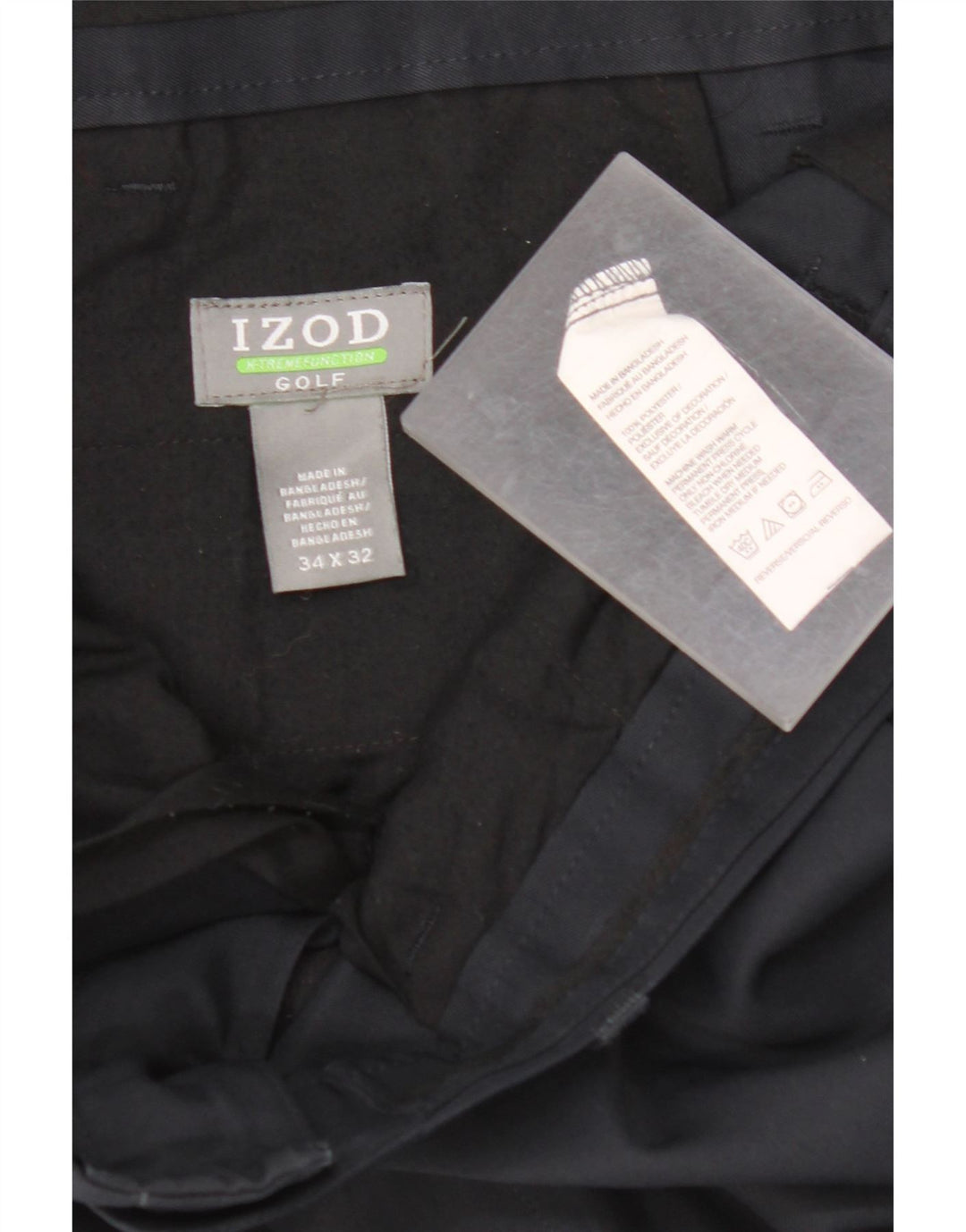 IZOD Pantalon Chino Droit Golf Homme W34 L32 Bleu Marine Polyester