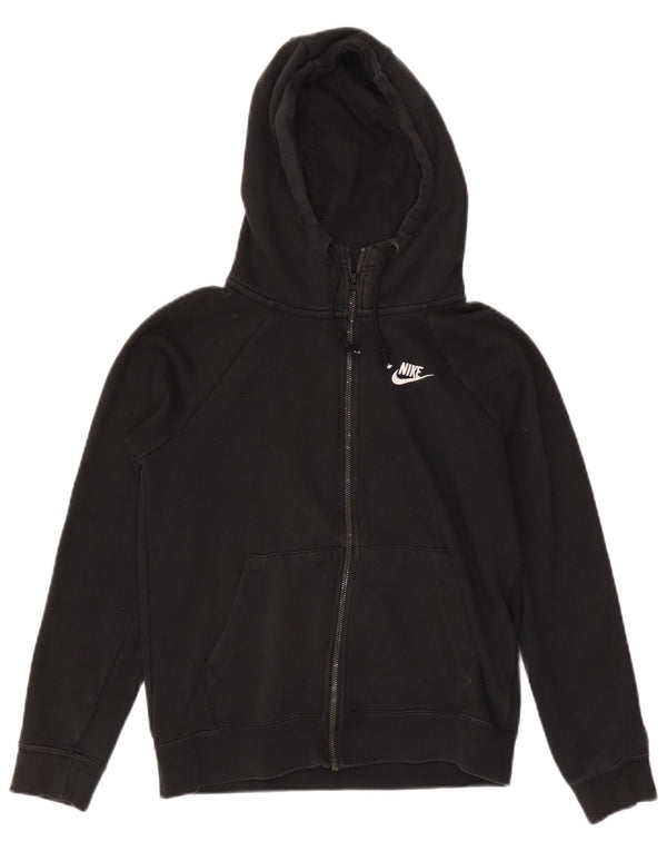NIKE Pull à capuche zippé surdimensionné pour femme UK 6 XS Coton noir