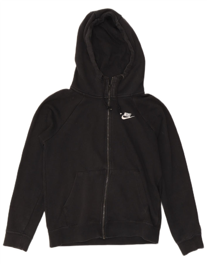 NIKE Pull à capuche zippé surdimensionné pour femme UK 6 XS Coton noir