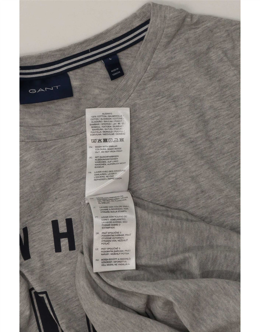 Gant T-Shirt Graphique Homme Gris Large Coton