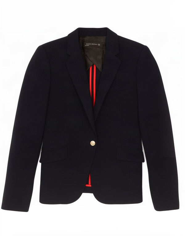 Zara Femme 1 Bouton Blazer Veste UK 10 Petit Bleu Marine