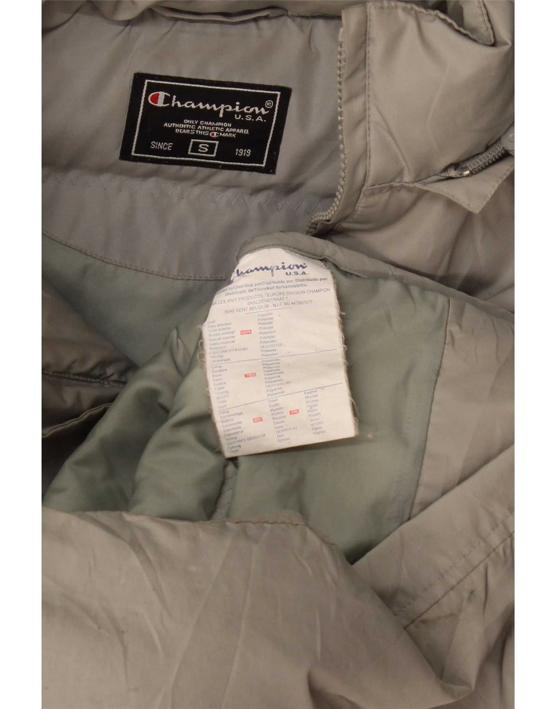 Champion Manteau matelassé à capuche surdimensionné pour femme UK 10 Petit Gris Polyester
