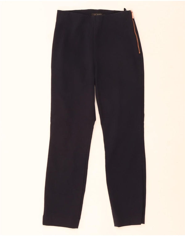 Ted Baker Pantalon Slim Femme Taille 0 2XS W24 L24 Bleu Marine Coton