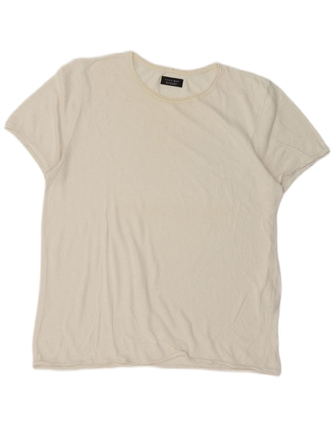 Zara Homme T-Shirt Top Large Blanc Cassé Coton