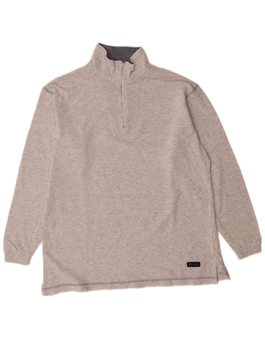 CHAMPION Mens Zip Neck Sweatshirt Jumper Medium Grey Cotton