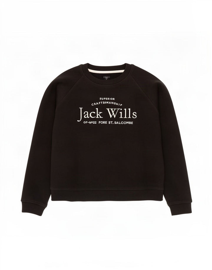 Jack Wills Sweat-shirt surdimensionné graphique pour femme UK 12 Noir moyen