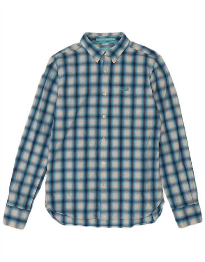 Superdry Chemise Homme Grand Carreau Bleu Coton