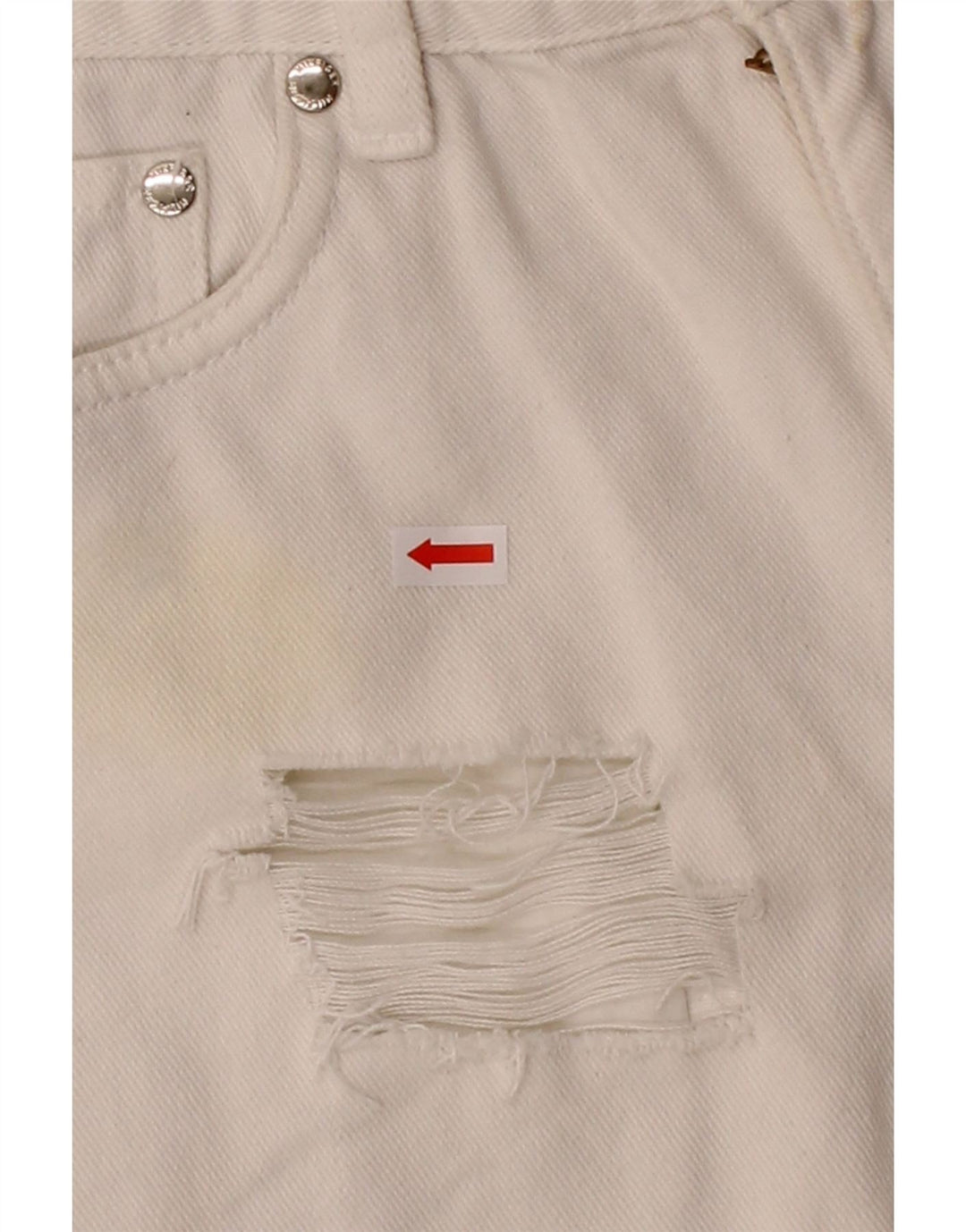TOMMY HILFIGER Womens Distressed Denim Shorts US 6 Medium W28 White Cotton Vintage Tommy Hilfiger and Second-Hand Tommy Hilfiger from Messina Hembry 