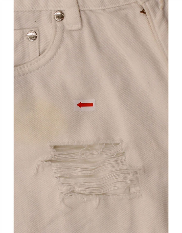 TOMMY HILFIGER Womens Distressed Denim Shorts US 6 Medium W28 White Cotton Vintage Tommy Hilfiger and Second-Hand Tommy Hilfiger from Messina Hembry 