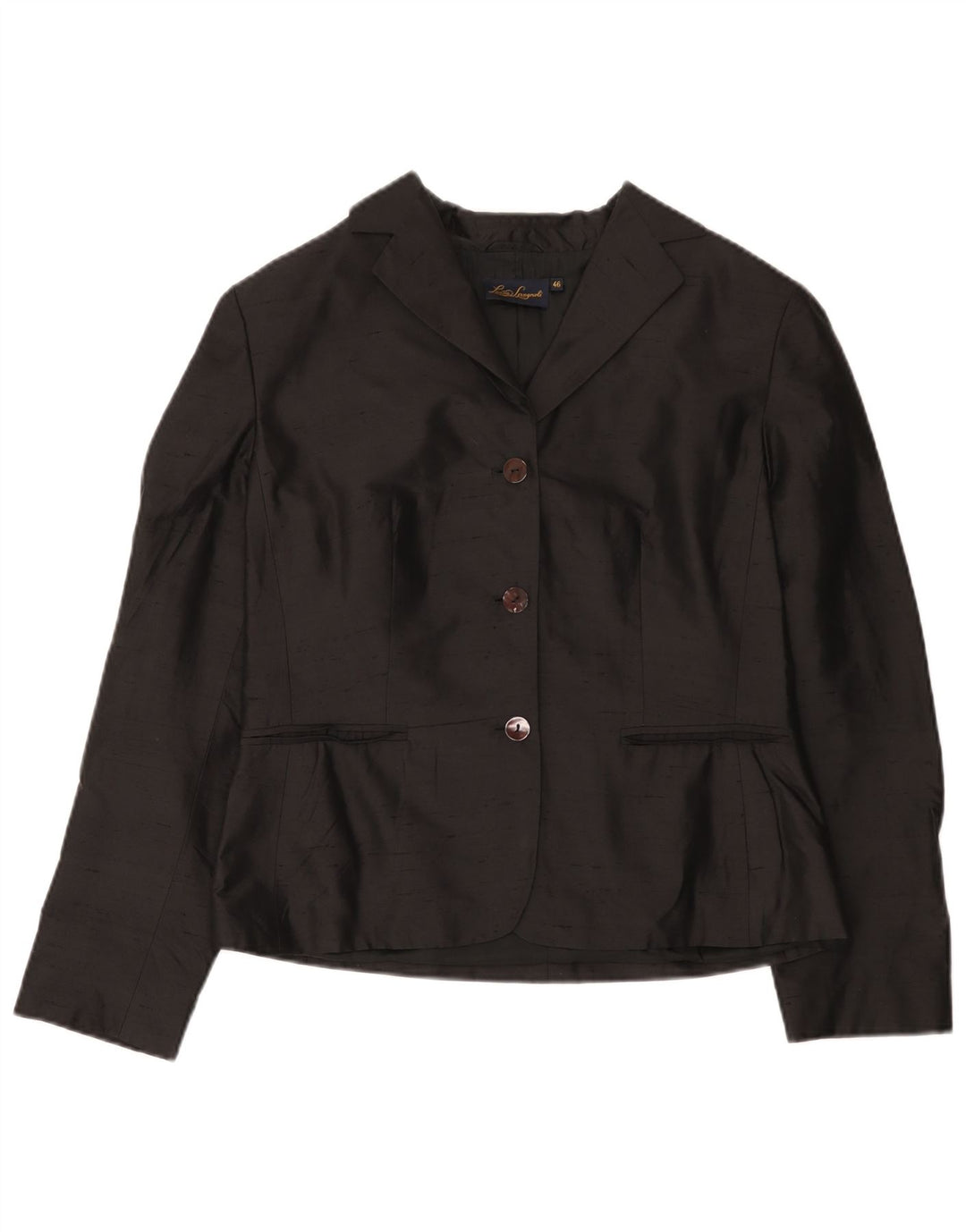 Luisa Spagnoli Veste Blazer 3 Boutons Femme IT 46 Grande Soie Noire