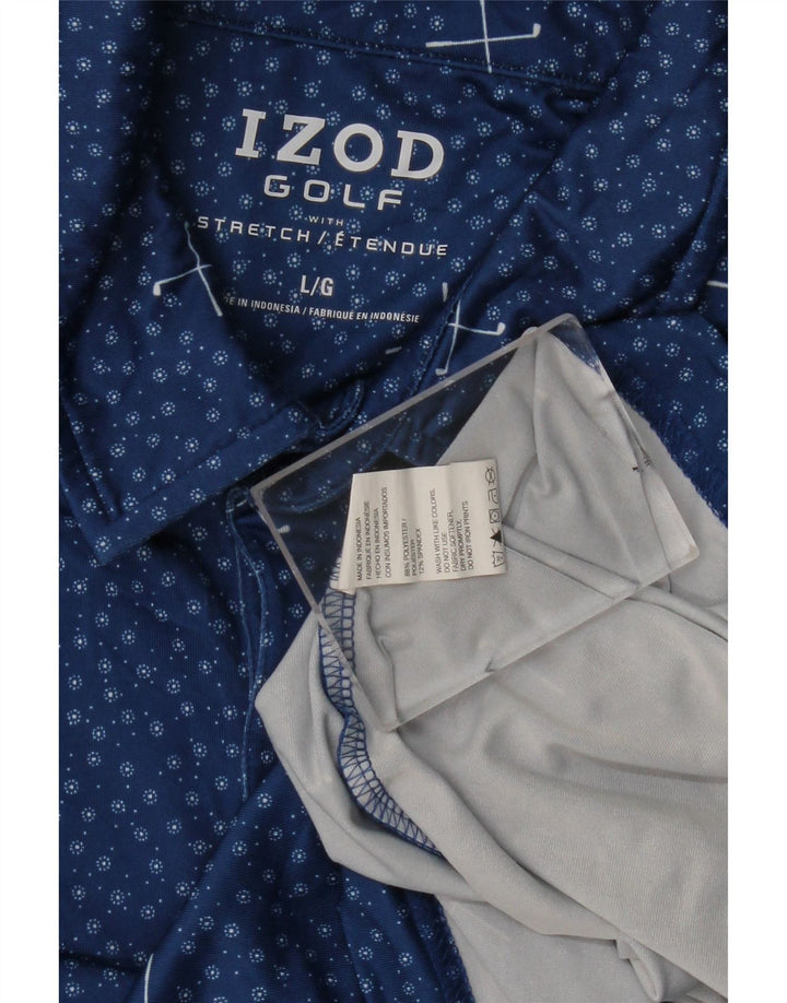 IZOD Polo Homme Grand Bleu Pois Polyester