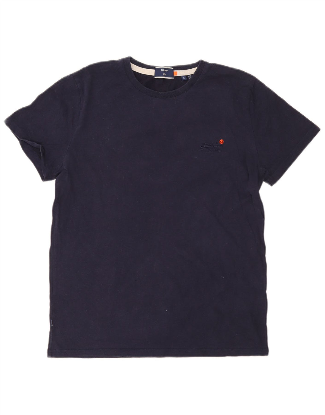 Superdry T-Shirt Femme Top UK 16 Large Bleu Marine Coton