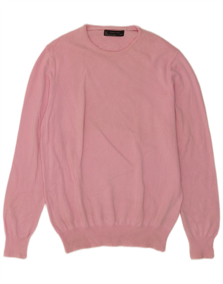 Zara Pull Col Rond Homme Rose Moyen Coton