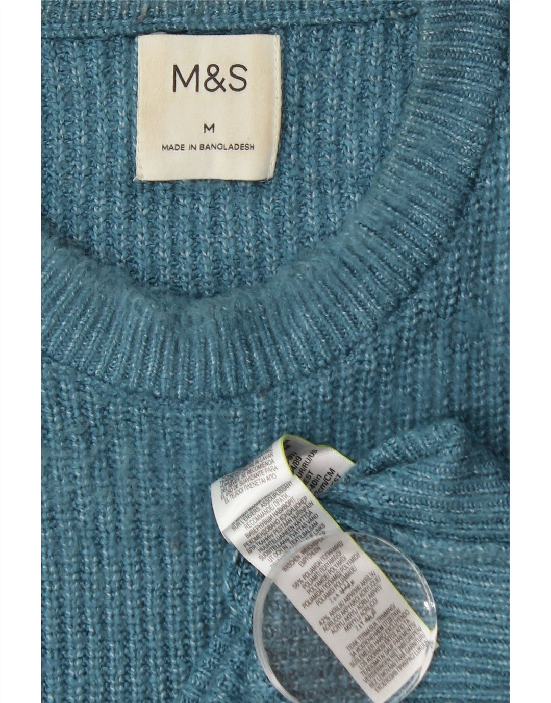 Marks & Spencer Pull Col Ras du Cou Homme Bleu Moyen Polyamide