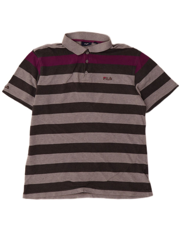 FILA Polo Homme Large Gris Colorblock Coton