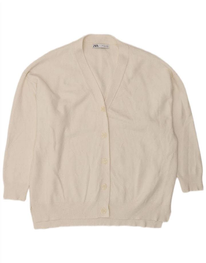 Zara Cardigan surdimensionné pour femme UK 10 Petite viscose blanche