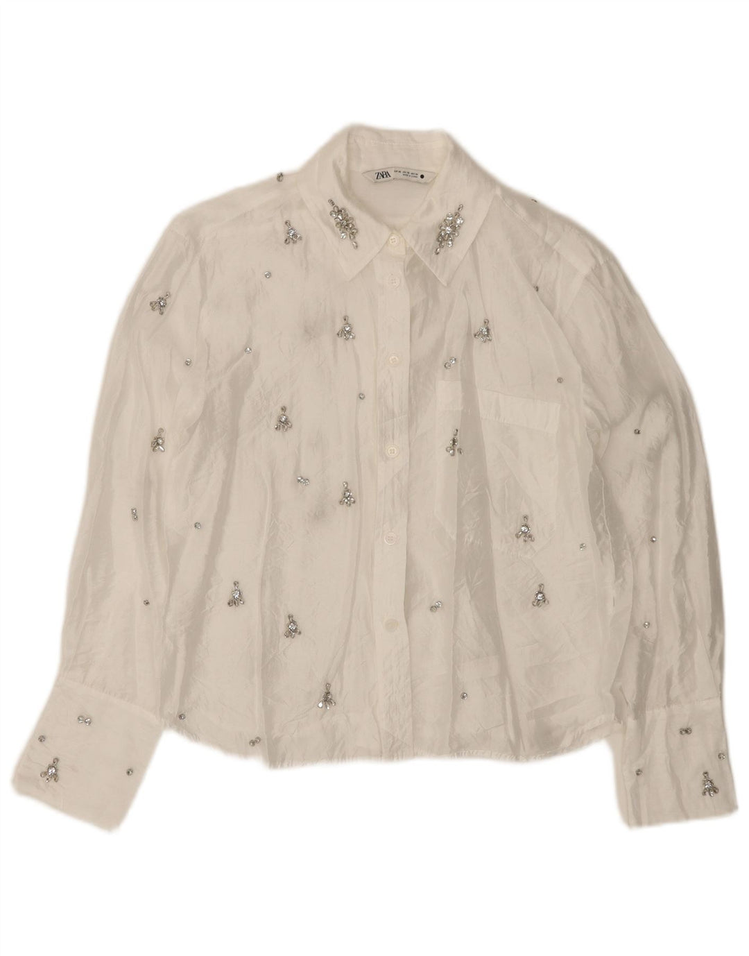 ZARA Femme Chemise Oversize Chemisier UK 6 XS Blanc