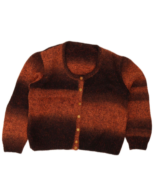 vintage Femme Cardigan Pull UK 18 XL Brown Colourblock