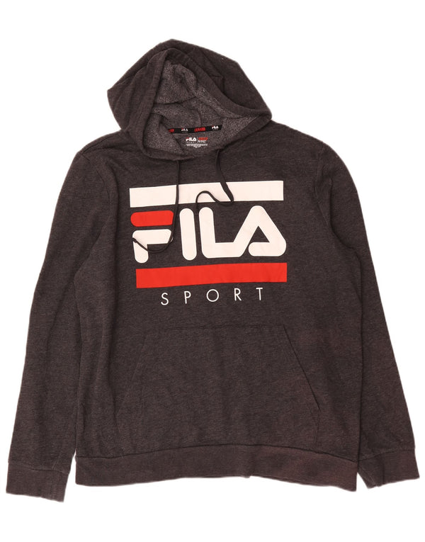 Fila Pull à capuche graphique pour homme XL Gris Coton