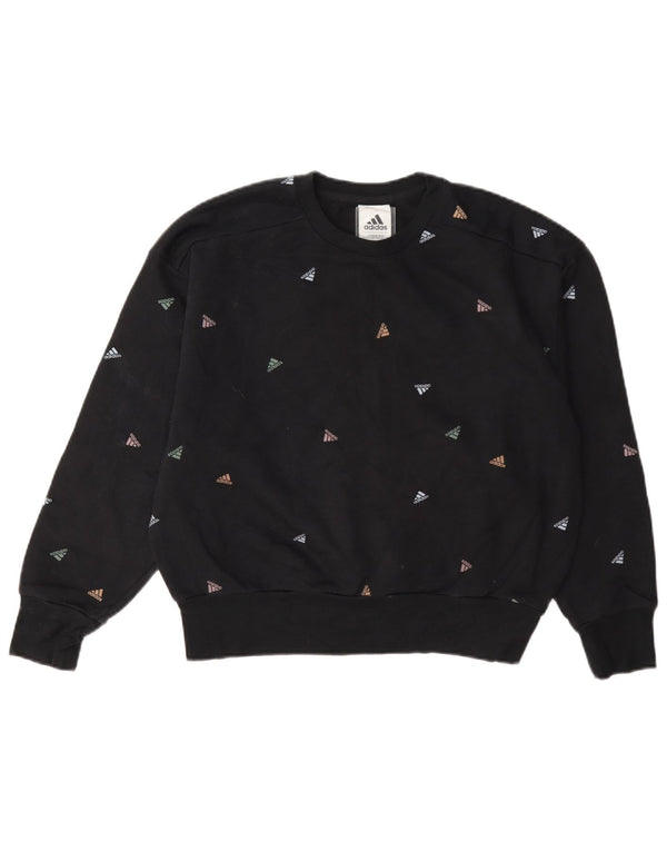 Adidas Sweat-shirt graphique pour femme UK 14 Grand coton noir