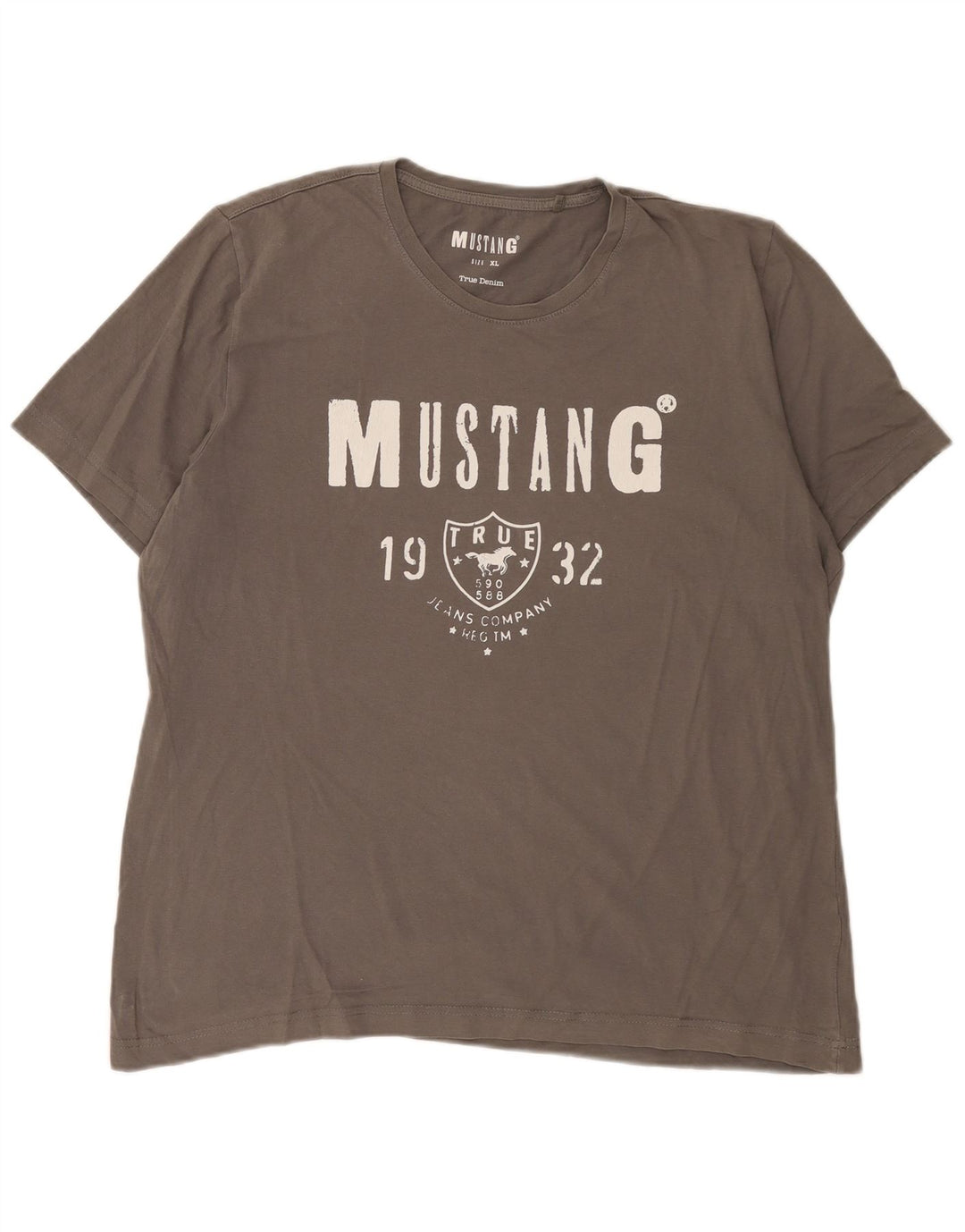 Mustang T-Shirt Graphique Homme Top XL Gris Coton