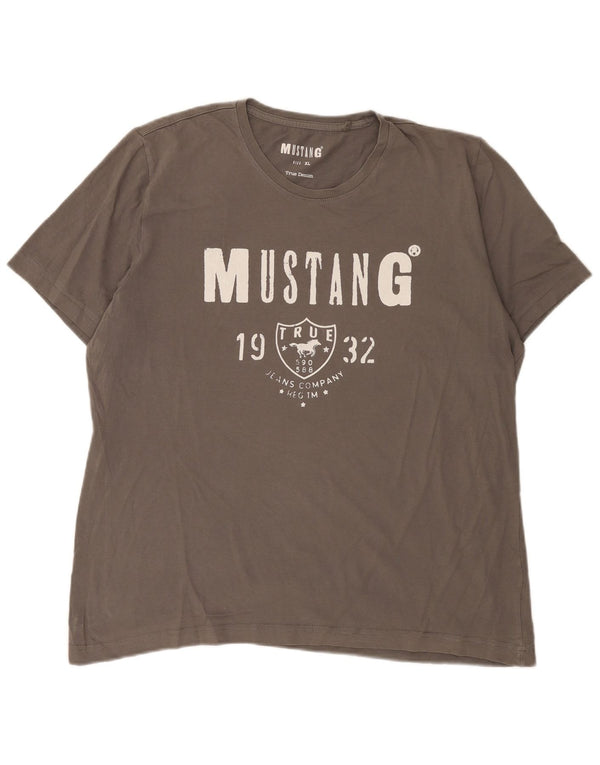 Mustang T-Shirt Graphique Homme Top XL Gris Coton