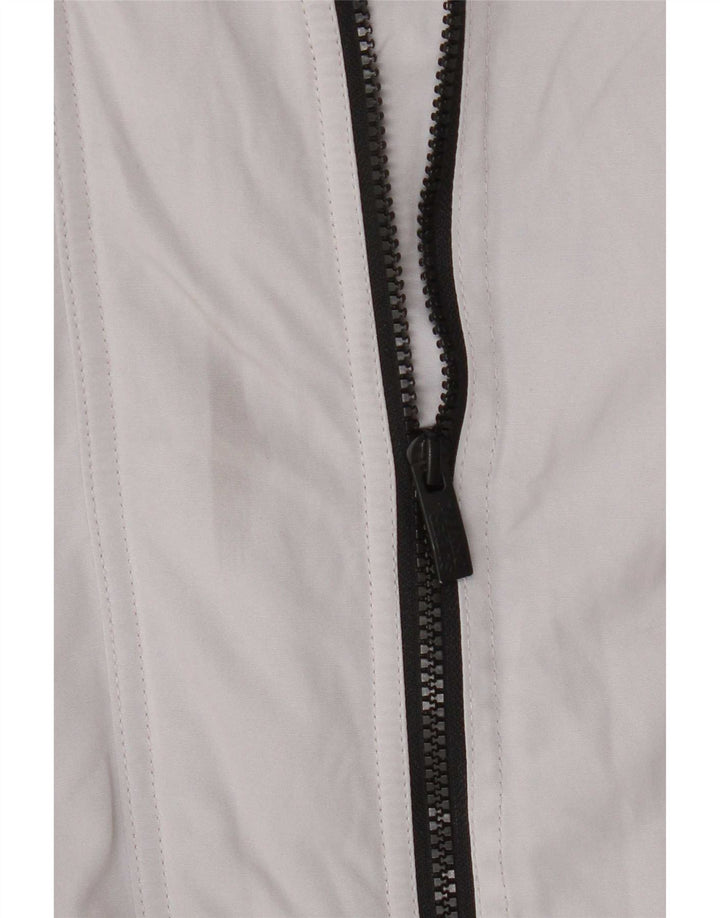Superdry Veste de pluie à capuche pour femme UK 12 Gris moyen Polyester