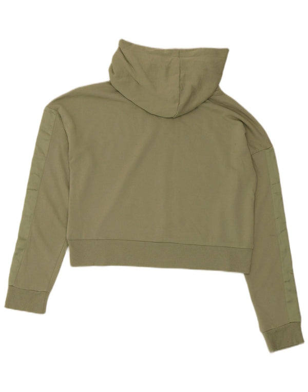 Topshop Pull à capuche court pour femme UK 10 Petit Vert Polyester