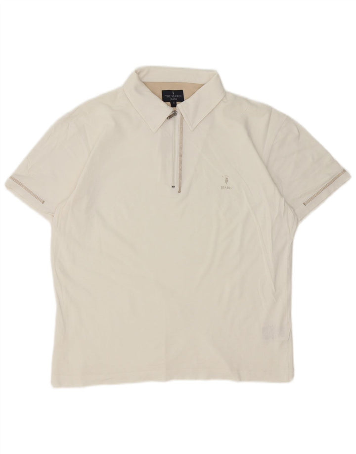 Trussardi Jeans Polo Homme Petit Blanc Coton