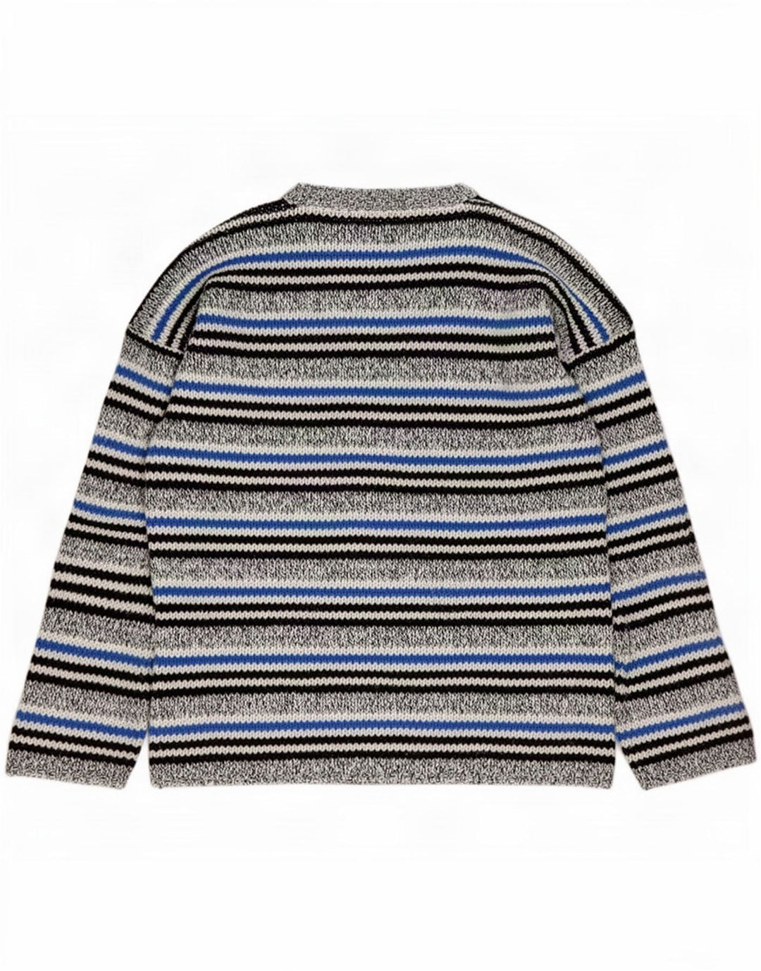 vintage Homme Col V Pull Pull Gris Moyen Rayé