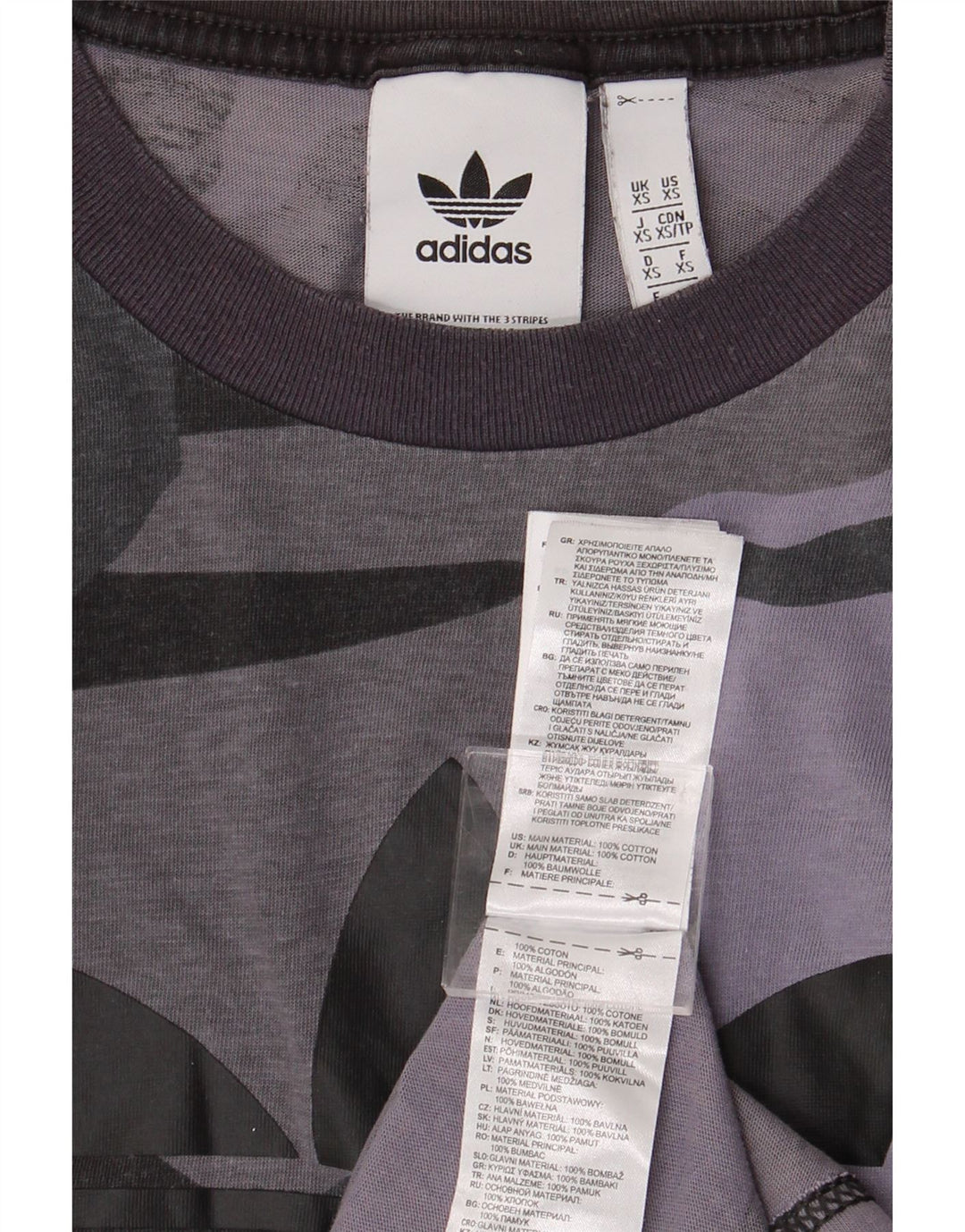 ADIDAS T-shirt graphique pour hommes XS Gris Camouflage Coton