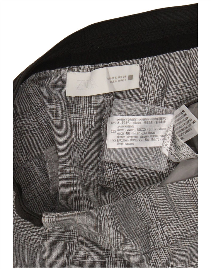 Pantalon Chino Slim Femme Zara Large W30 L27 Gris Carreaux Polyester